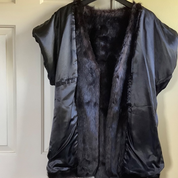 G.I.L.I. Faux Mink Short Sleeve Vest Coffee Bean SZ 14 - Picture 9 of 16